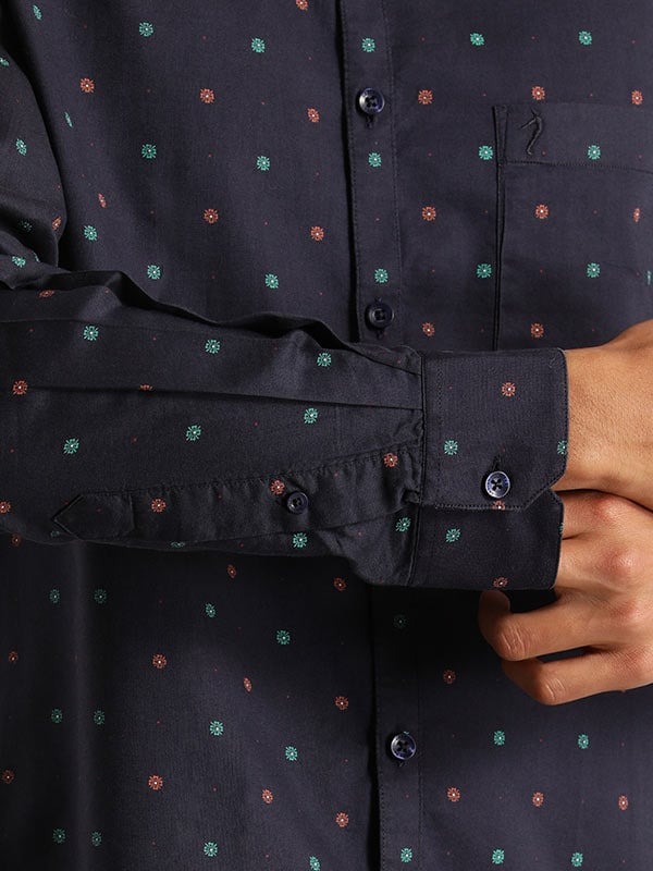 Indian Terrain Men All Over Print Dark Blue Shirt